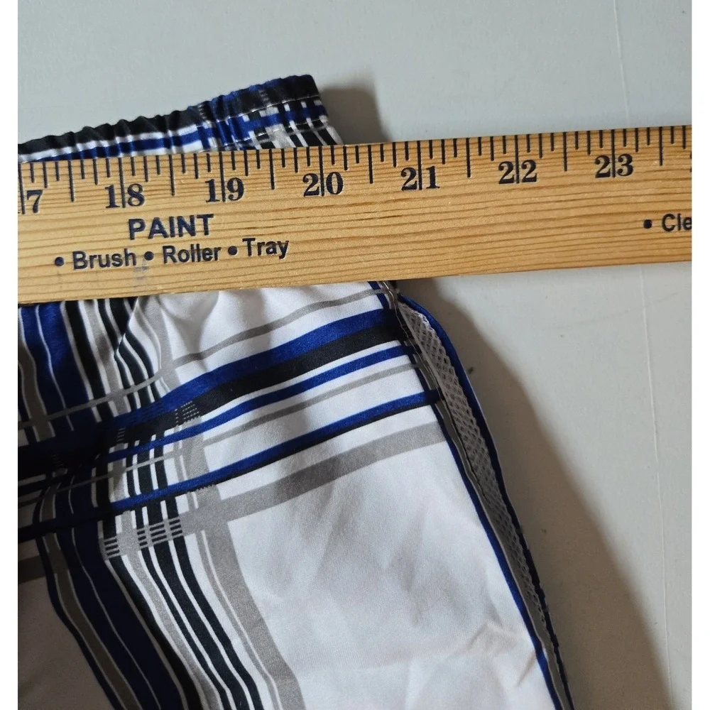 US Polo Assn Mens Plaid Swim Trunks Shorts Blue White Red Logo Size 4XL